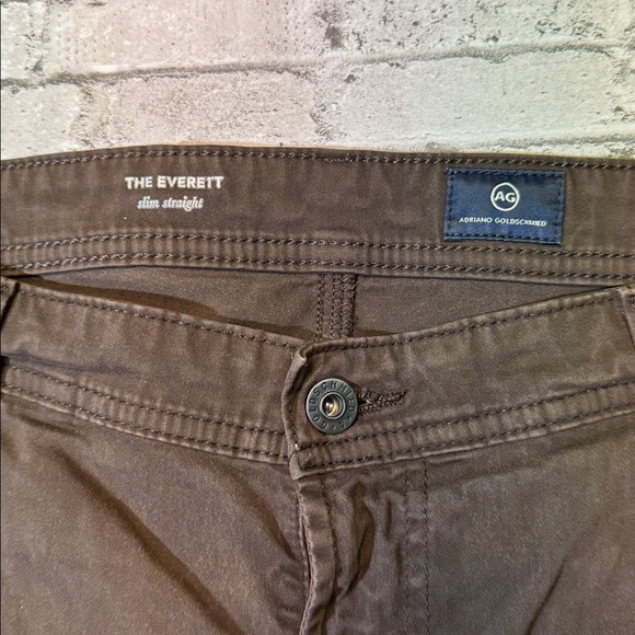 Adriano Goldschmied mens 38x32 Everett slim straight brown denim jeans EUC - Picture 2 of 4